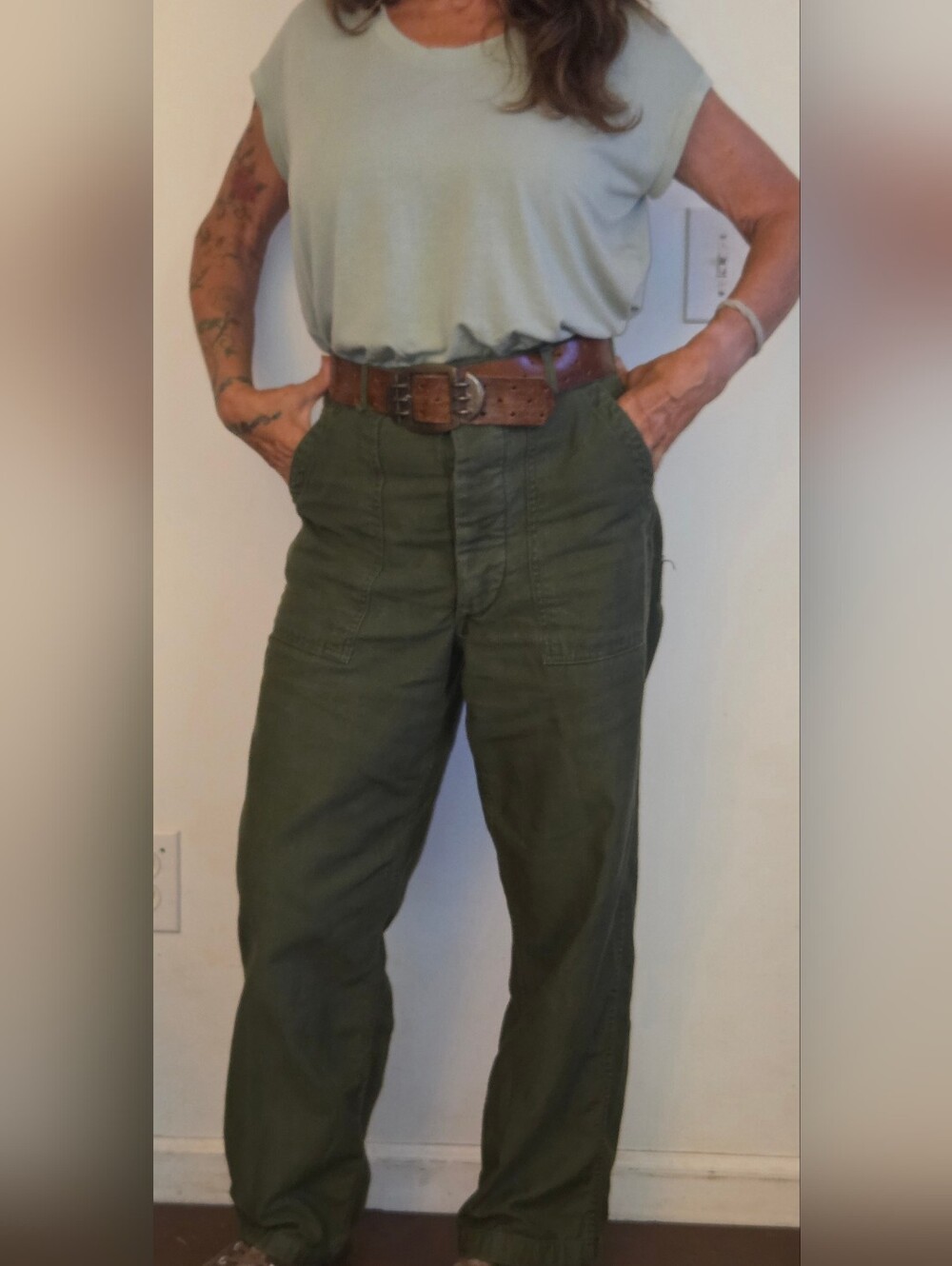 Vintage OG 107 Army Utility Trousers.